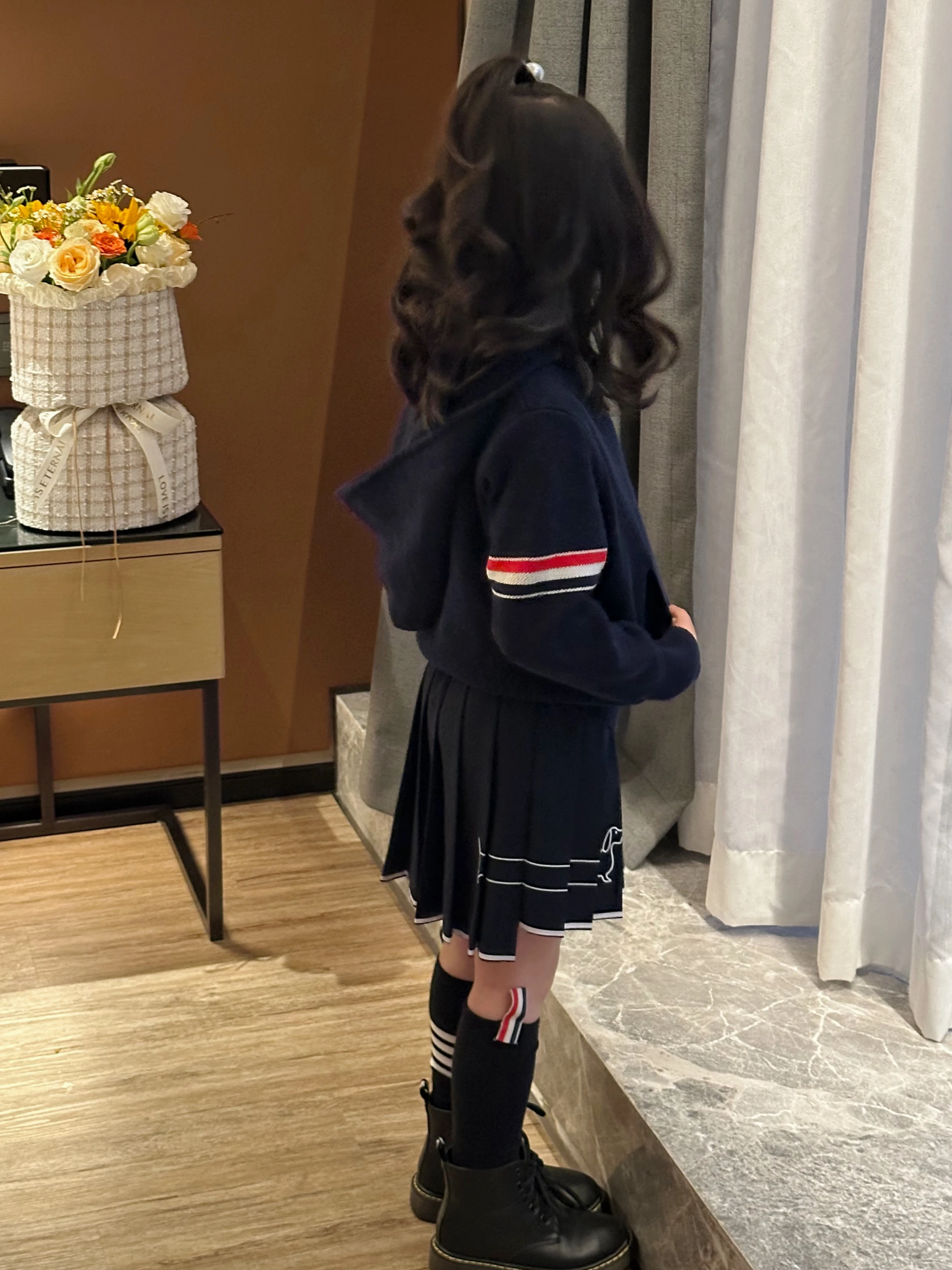 Tb 스타일 소년 소녀 대학생 네이비 지퍼 후드 카디건, 용수철 여름, 24 신상