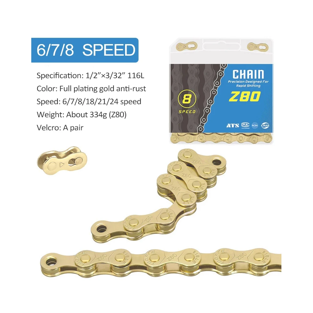 Bike Chain Kit Mountain Bicycle Single 6 7 8 9 10 11 12 Speed Bicycle Chain Full Plating Anti-rust Gold Reusable Bicycle Chain
