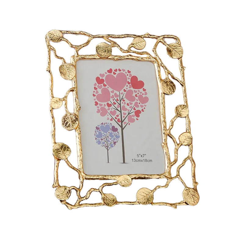

Light Luxury Creative Metal Photo Frame Set-up Decoration, Creative Wedding Photo Golden Photo Frame,Retro Gold Leaf Photo Frame