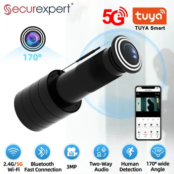3MP HD Video Peephole WiFi Camera 170° Wide-angle Human Detection Two-Way Audio Door Viewer Video-eye Wireless Cat-eye Cam TUYA 1