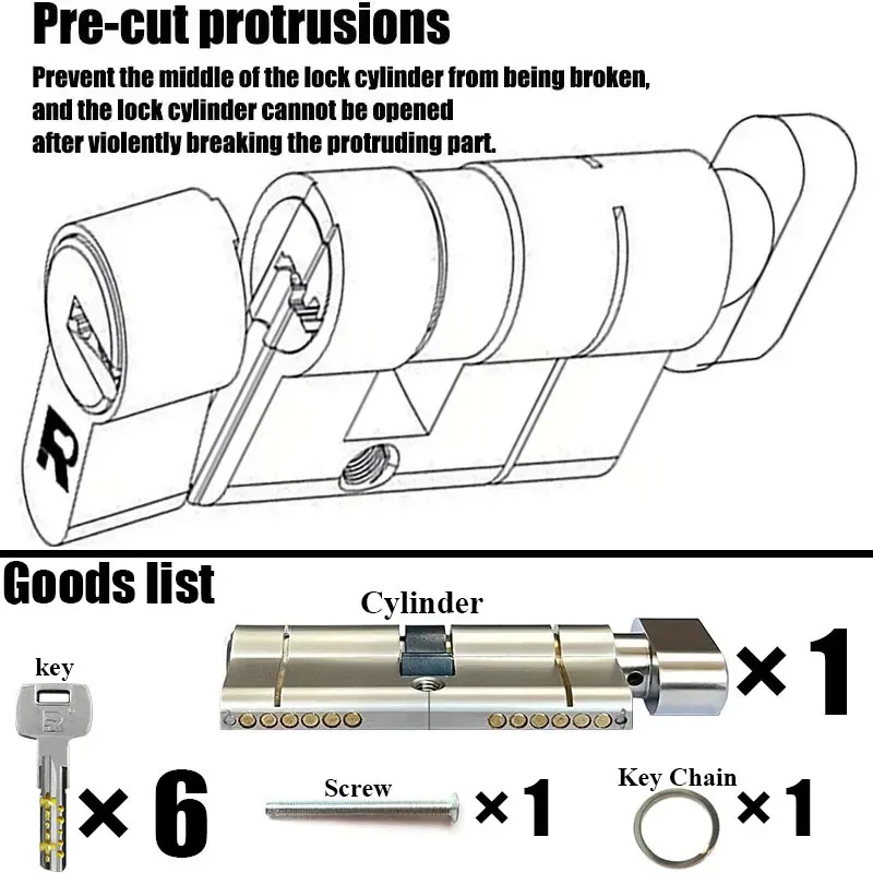 Door Lock Customization Same key to open all sizes of cylinders European standard lock cylinder 11-pin anti-theft