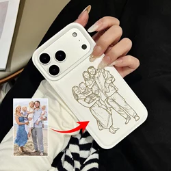 Personalized Minimalist Line Art Phone Case for iPhone 15 Pro (White)