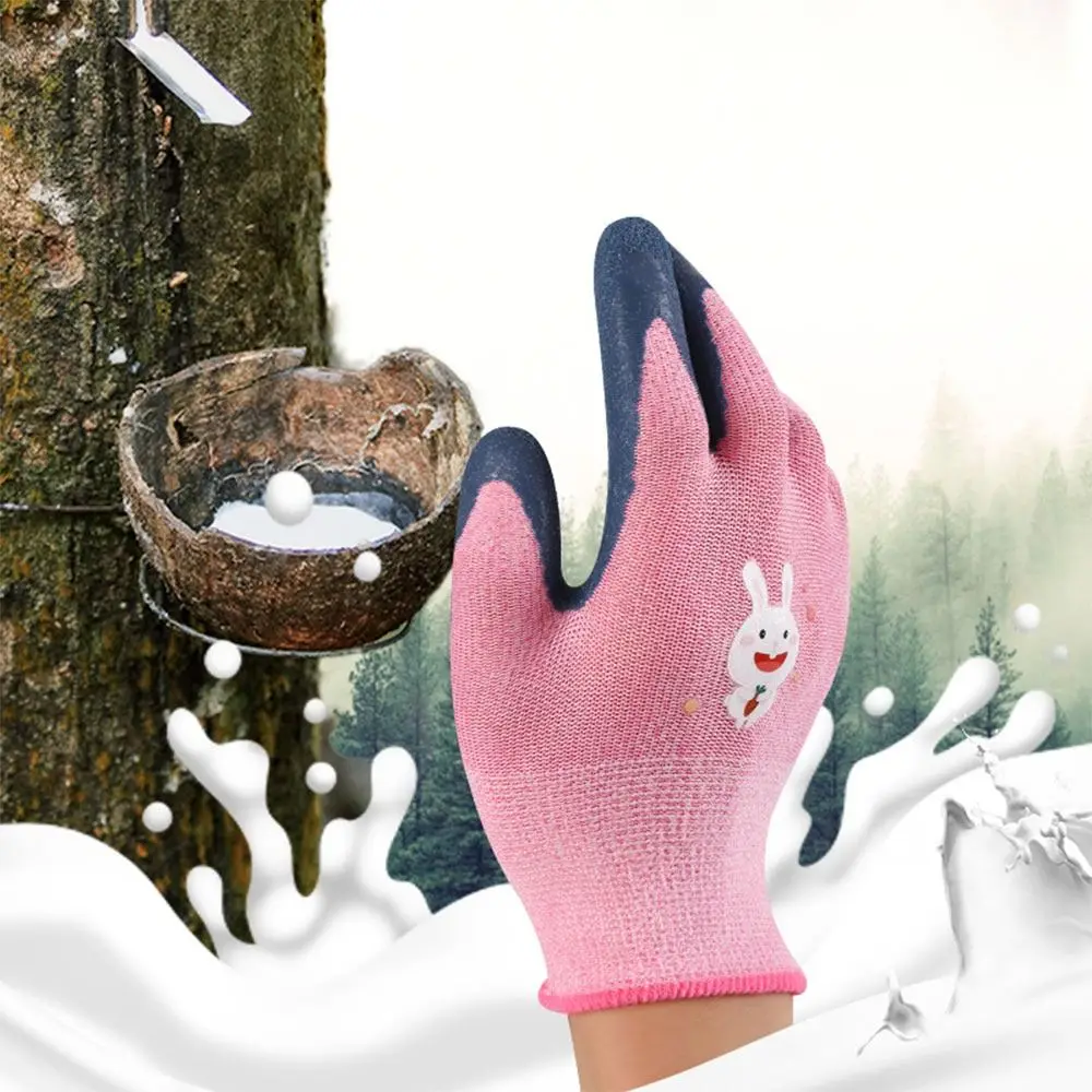 Cartoon Animal Kids Work Gloves Multi-purpose Pink Blue Yellow Gardening Glove Camping Wear Resistant Latex Coated Gloves 3