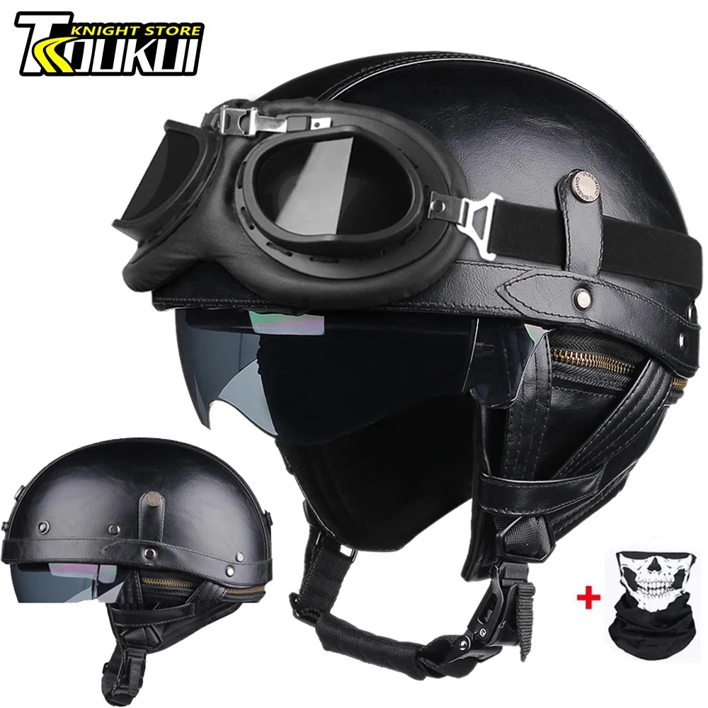 

New Motorcycle Helmet Retro DOT Approved Moto Helmet German Vintage Half Helmet Casco Moto Equipment Cycling Helmet