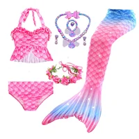 Haojxuanyu Children Mermaid Swimwear Girls Pink Blue Bikini Set Kids Swimsuit Cosplay Mermaid Tail Costume for Swimming 1