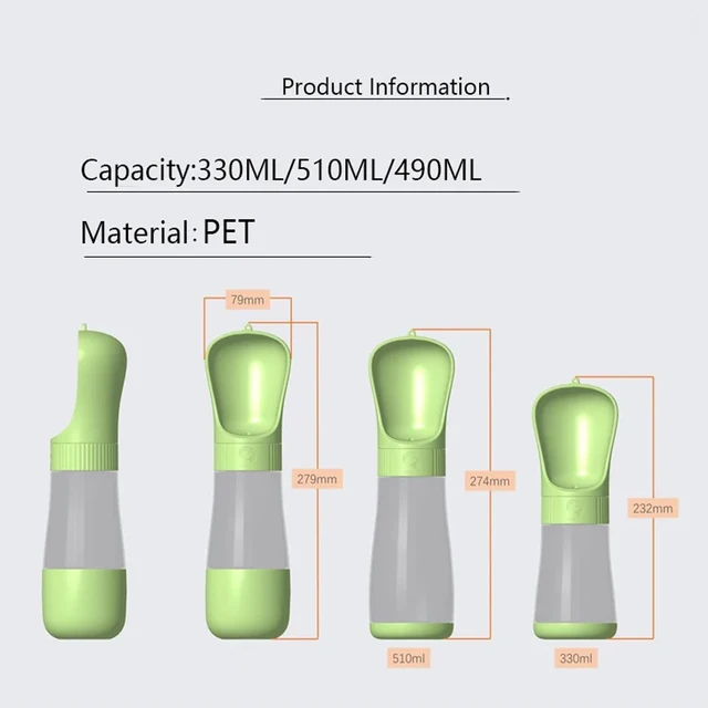 Twist Open Dog Water Bottle Portable Drinking Water Feeding Food Bowl Traveling Walker Dog Accessories Outside Puppy Pet Bottle 6