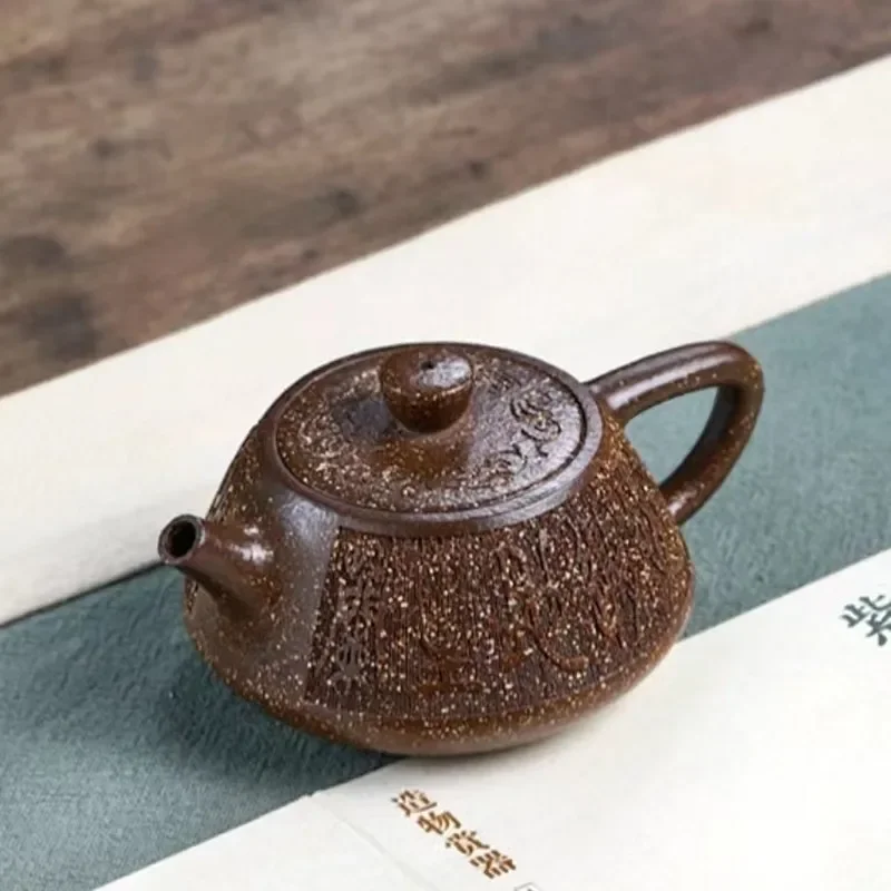 90ml Yixing Purple Clay Teapots Raw Ore Stone Scoop Tea Pot Handmade Customized Tea Infuser Chinese Filter Beauty Teaware