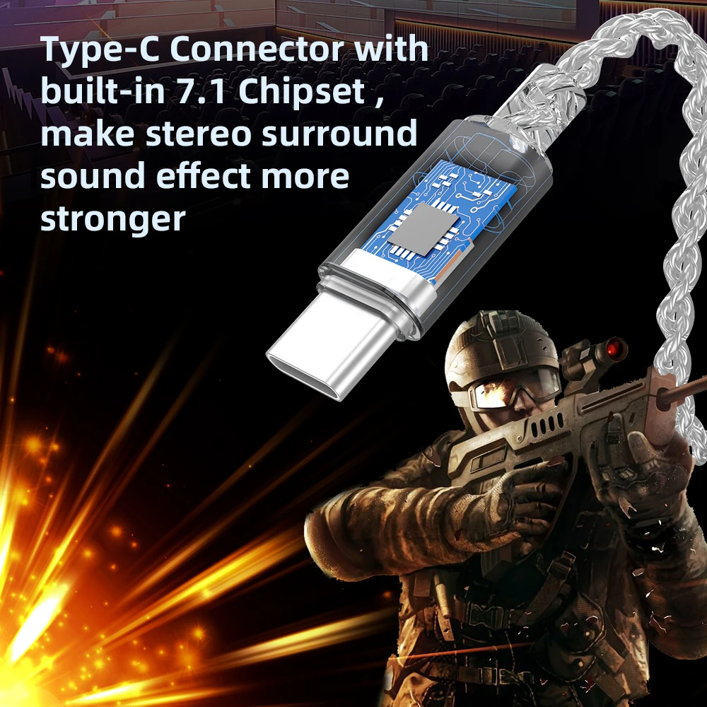 High-Fidelity Silver-Plated Earphone Cable with Microphone