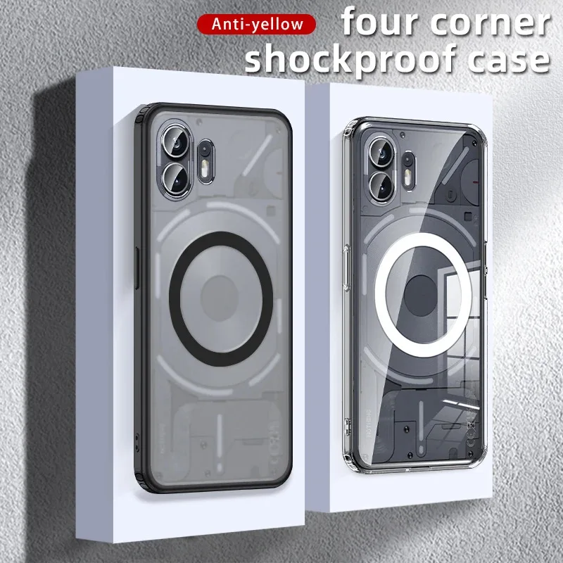 Matte & Clear Magnetic Wireless Charging Armor Case - Military Shockproof Back Cover