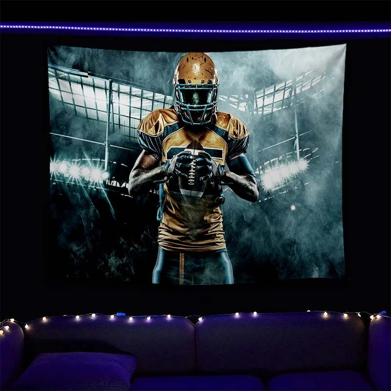 

Rugby Player Pattern Printed UV Fluorescent Tapestry For Wall Hanging Cloth Living Room Bedroom Independent Room Decoration