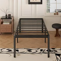 20 inch high XL double bed frame with rounded legs, heavy-duty XL, no need for box springs, easy to assemble, noise free, black 1