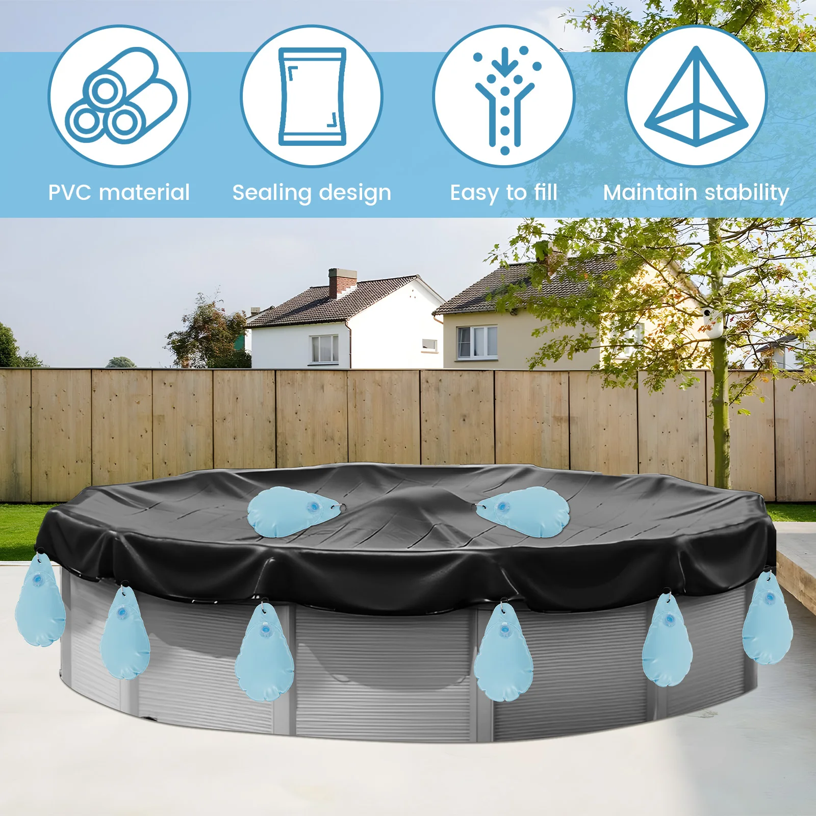 PVC Pool Cover Weights with Hooks for Above Ground Pools