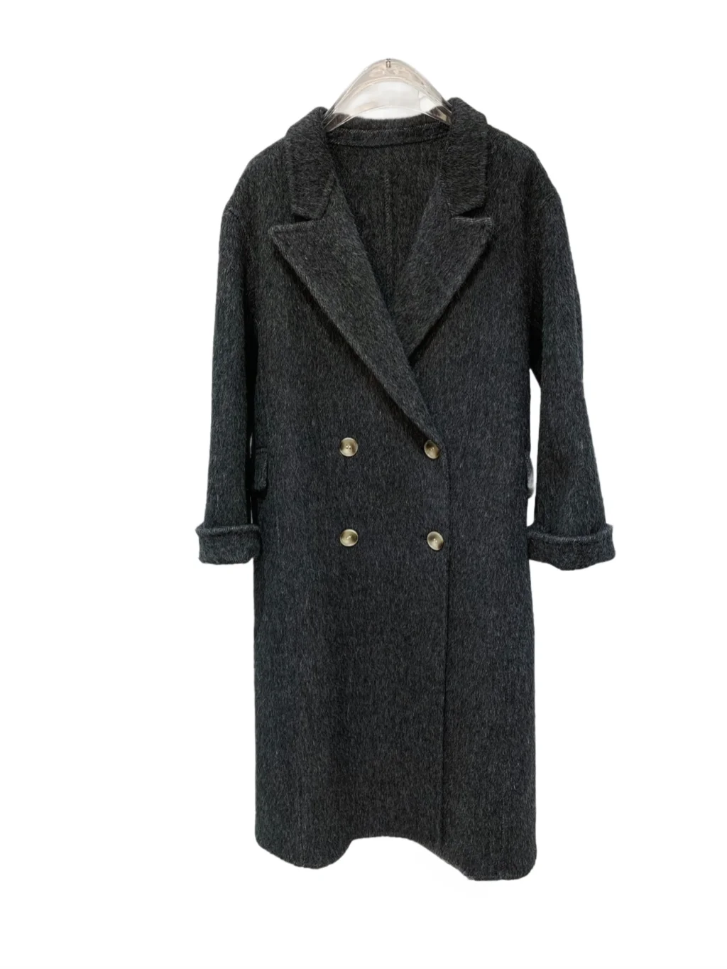 

Wool coat coat lapel long loose version solid color double breasted design warm and comfortable autumn/Winter 2023