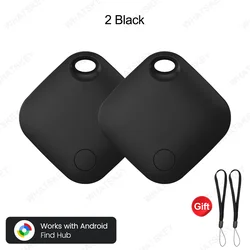 Smart Location Tracker for Android - Key Finder with Google Find Hub Integration (Black - 2pcs)