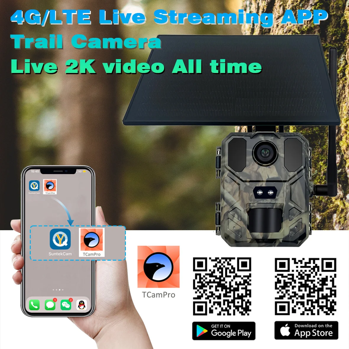 New MiNi900Pro2K 4G solar lithium battery outdoor hunting camera APP remote mobile control to view photos and videos anytime