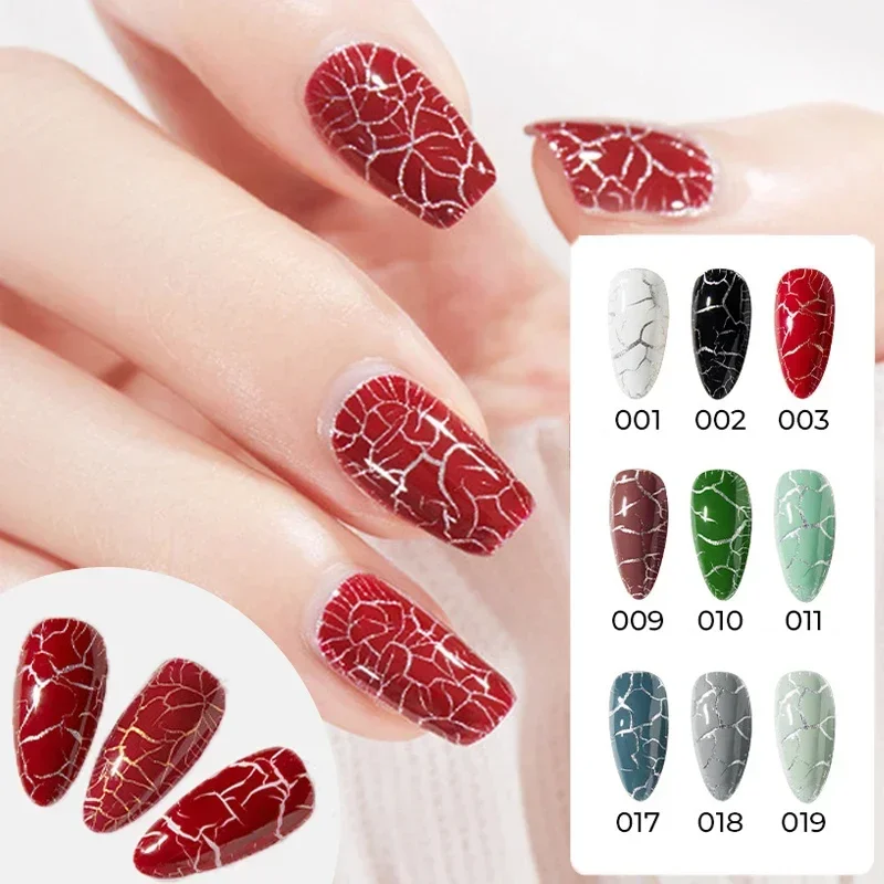 Natural Crack Effect Nail Polish Gel Autumn and Winter Nail Gel Quick Drying Automatic Crack Varnish Manicure Primer