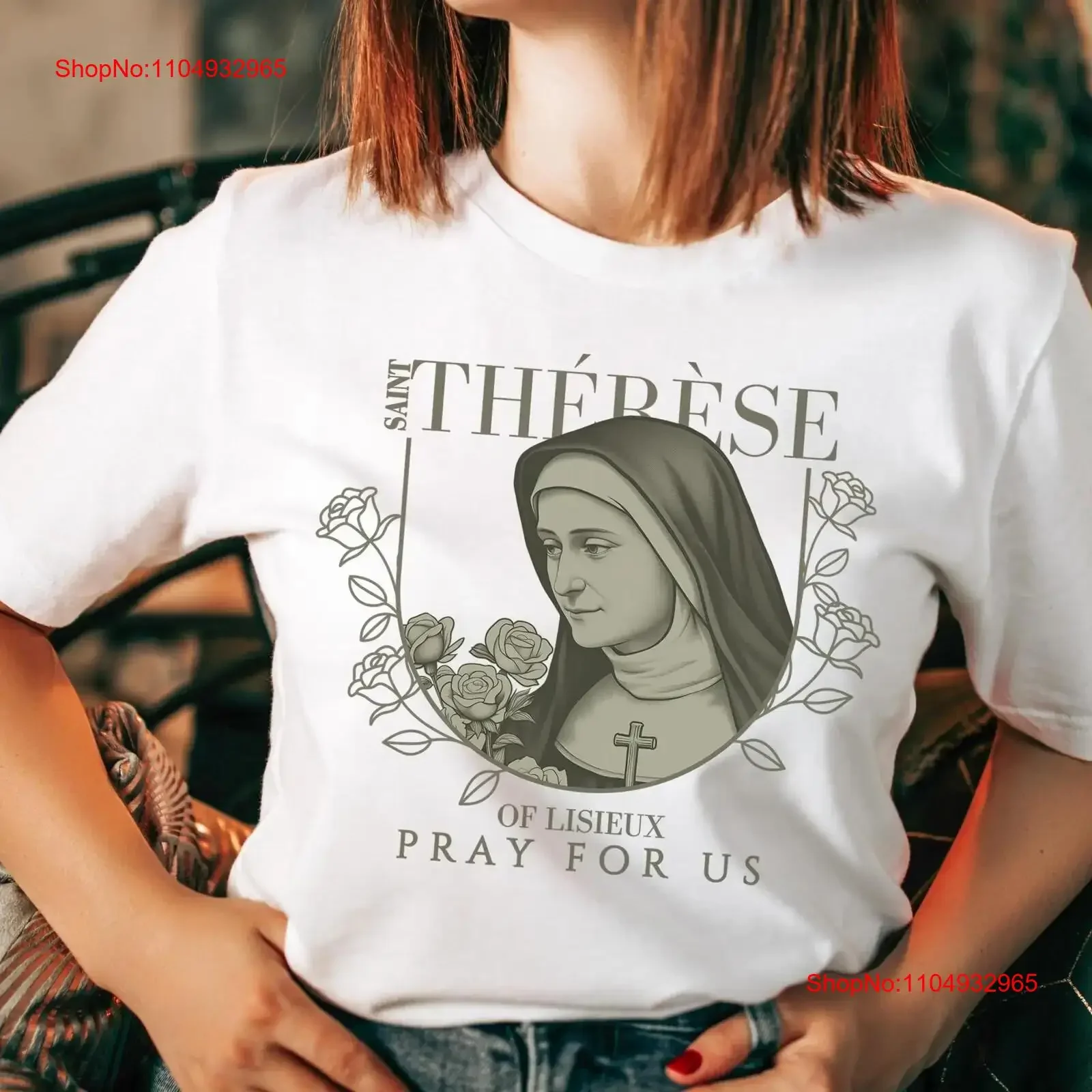 Saint Therese of Lisieux Floral T-Shirt 1