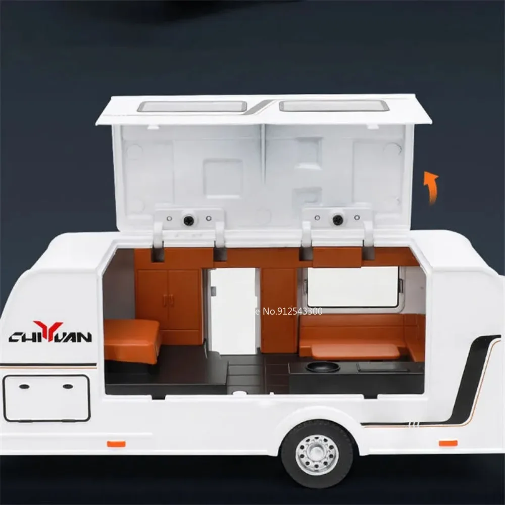 1/32 Trailer RV Truck Toy Model Car Alloy Diecast Off-road Vehicle Camper with Sound Light Toy Car Model Kid Toy Collection Gift 6