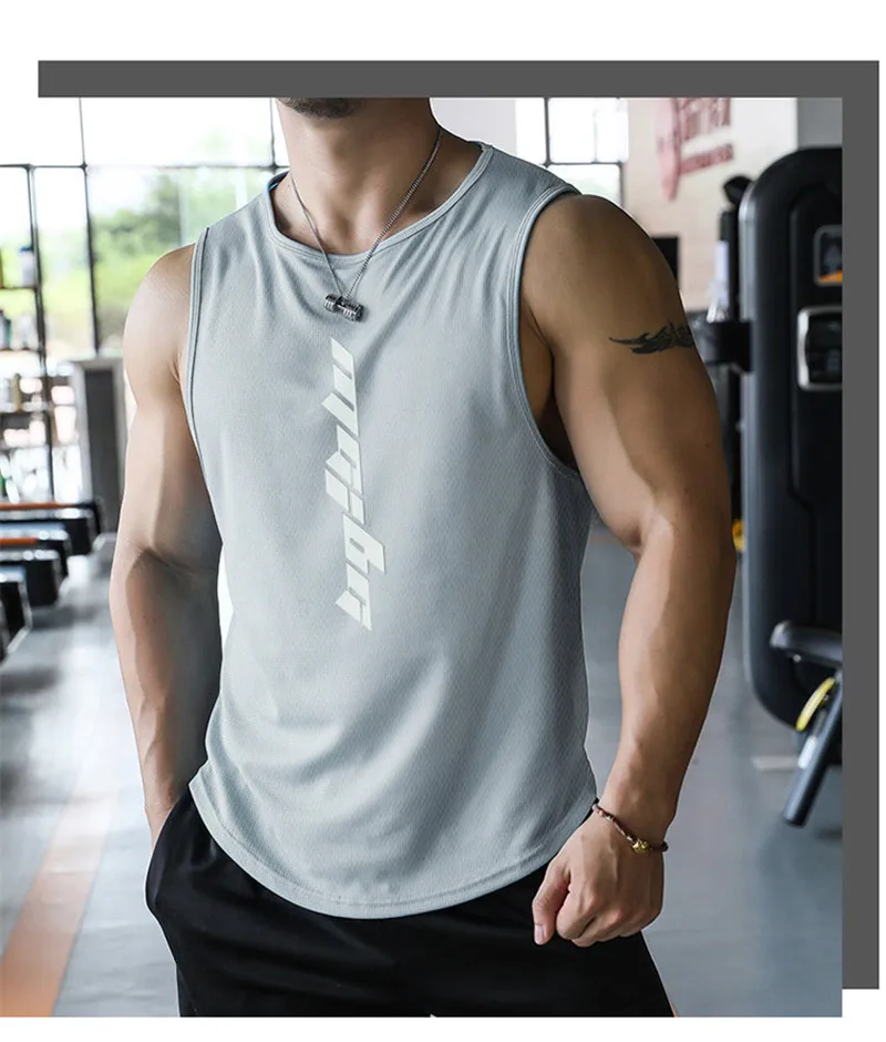 Sports Tank Tops Fitness Sports Tank Tops Men Gyms Workout Sleeveless Shirt Summer Loose Undershirt