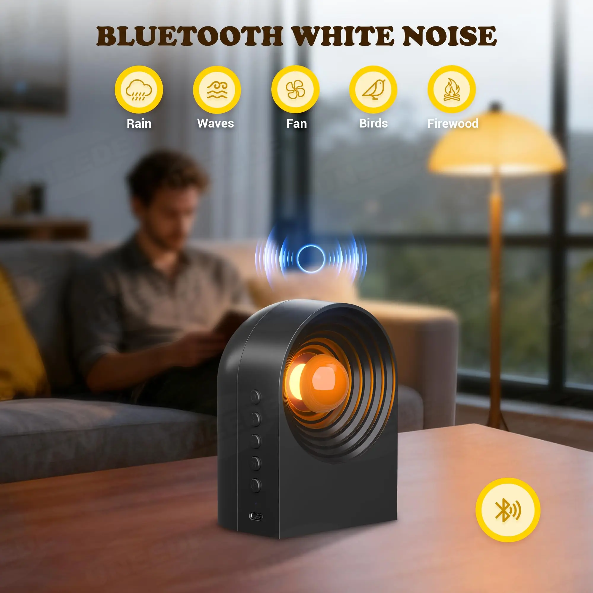 Portable White Noise Bluetooth Speaker Night Light Sleep Aid Soundbar   Wireless TWS Stereo Music Player for Sleeping Meditation