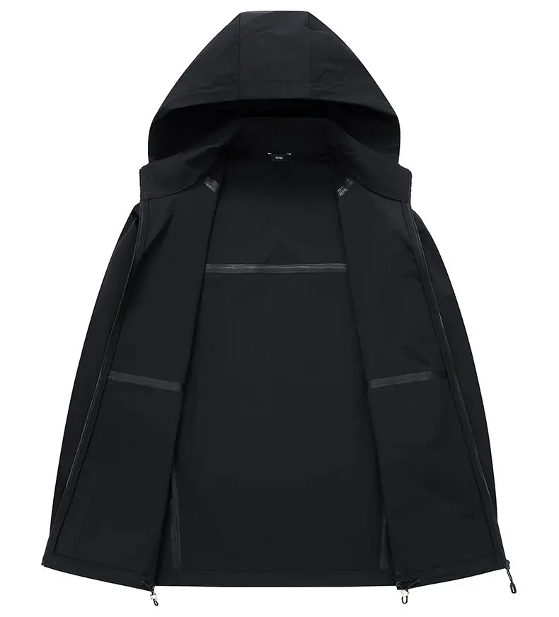 Hochwertige Herren-Windjacke Business Casual Einfarbige Kapuzenjacke für Outdoor 2025 Frühling Herbst Streetwear Oberbekleidung – Detail 10