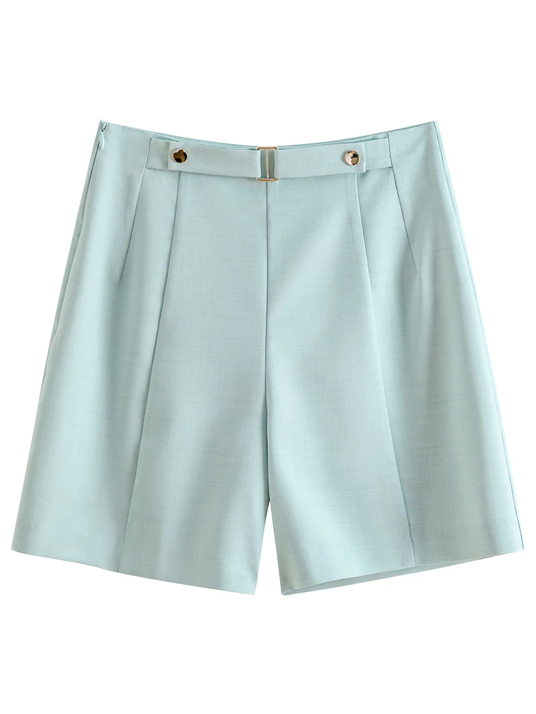 FSLE Suit Shorts for Women Niche Design Waist Pants Summer Newly Casual Commuter Loose Simple Style Solid Color Shorts Female
