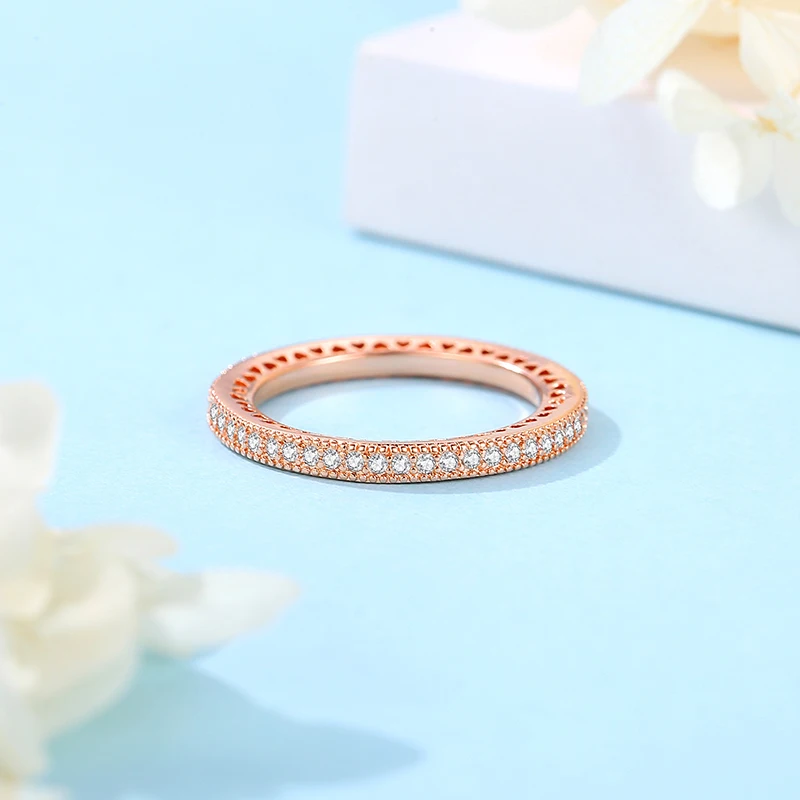 Silver Rings 925 Sterling Silver Rings For Women Original Infinity Love Heart Engagement Wedding Ring Rose Gold Crystals Luxury Jewelry Gift