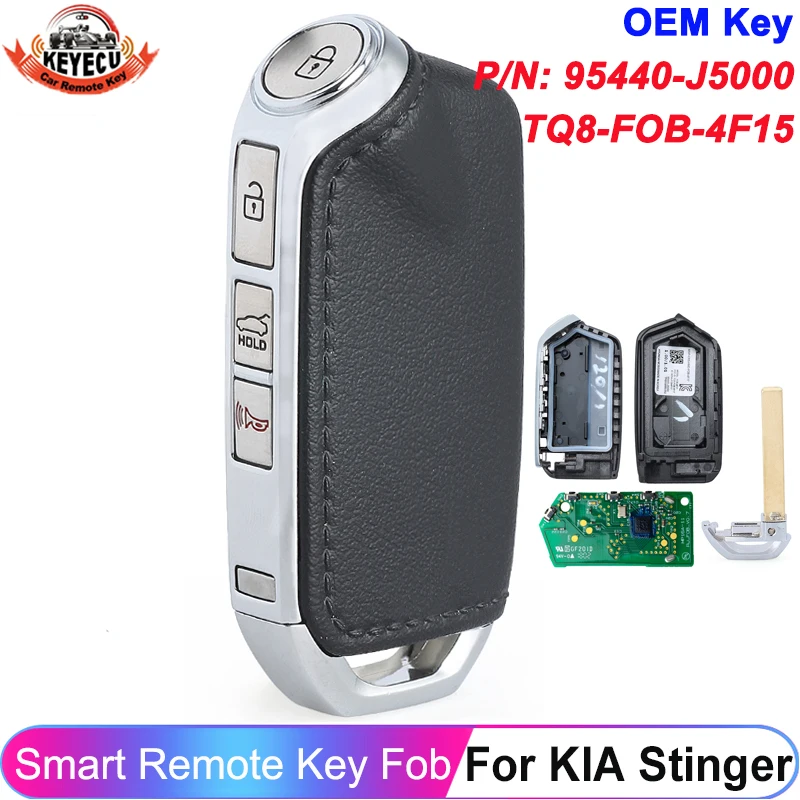 KEYECU OEM PN: 95440-J5000 For KIA Stinger 2018 2019 2020 Proximity Keyless Remote FCC ID: TQ8-FOB-4F15 Smart Control Key Fob
