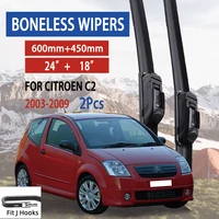 For Citroen C2  2003-2009 Car Windshield Wiper U-type Soft Rubber Frameless Bracketless Car Wipers 24"+18" 1