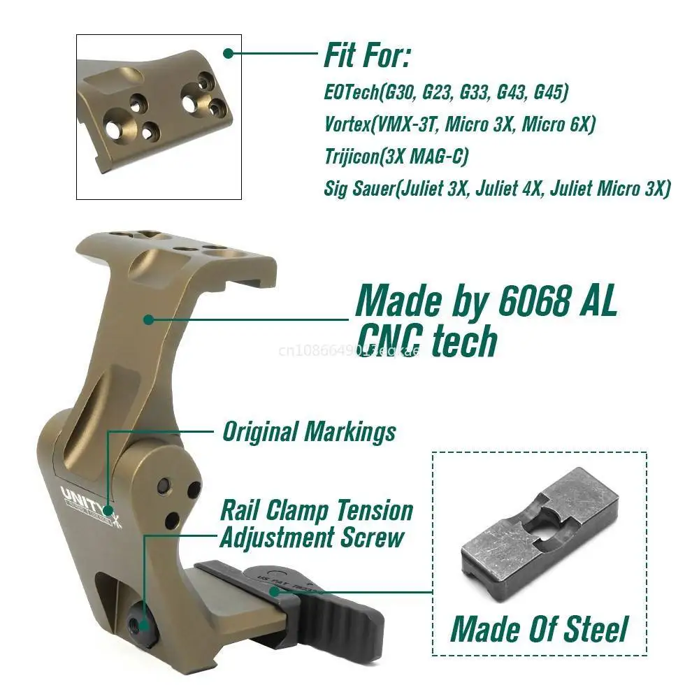 Tactical Metal Unity FTC OMNI Magnifier Mount With FAST QD Lever 2.26" Optical Height Sight Scope Mounts With Original Markings rifle scope mount scope mount adapter