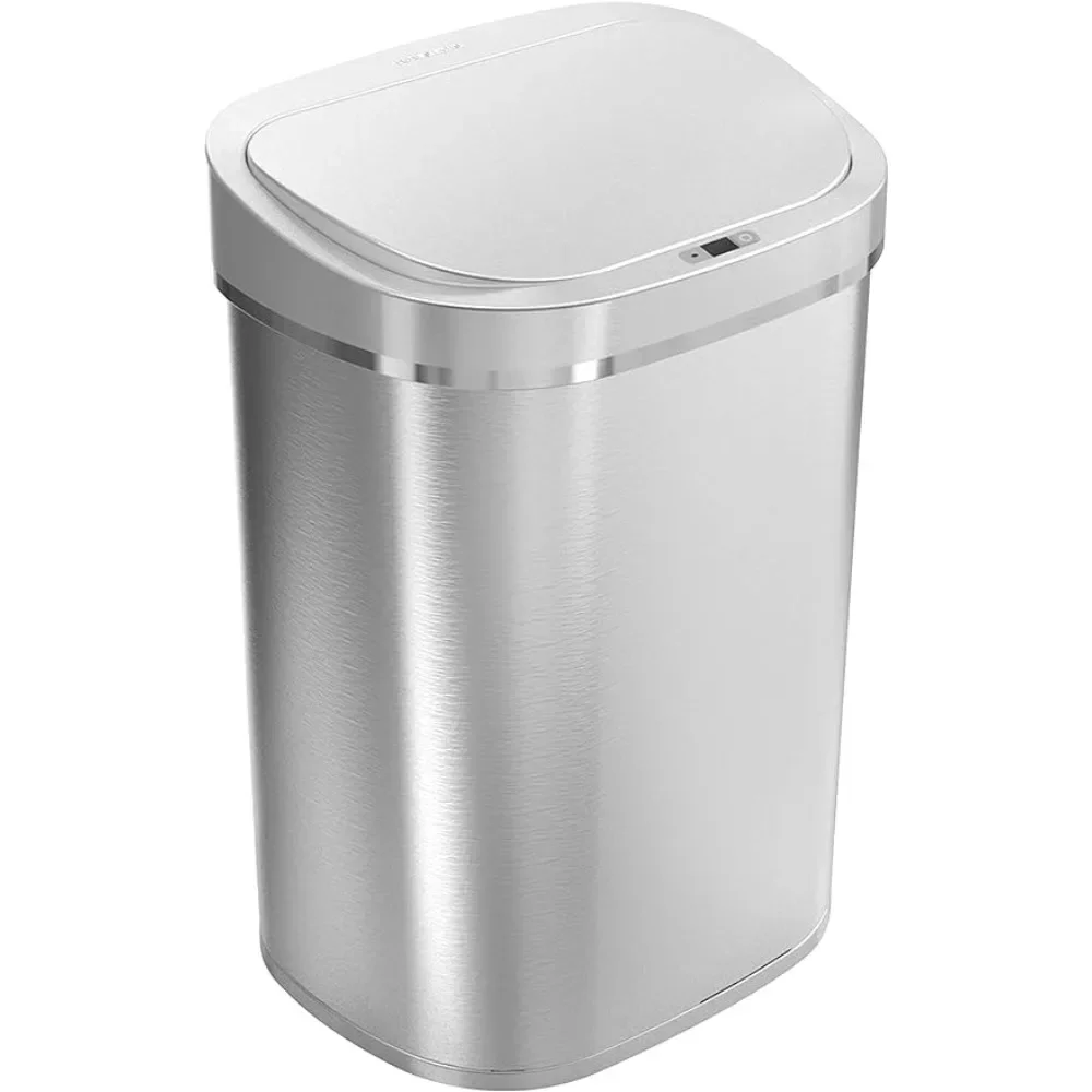 

DZT-80-35 Automatic Touchless Infrared Motion Sensor Trash Can 21 Gal 80L Bin Heavy Duty Stainless Steel Base (Oval Separate