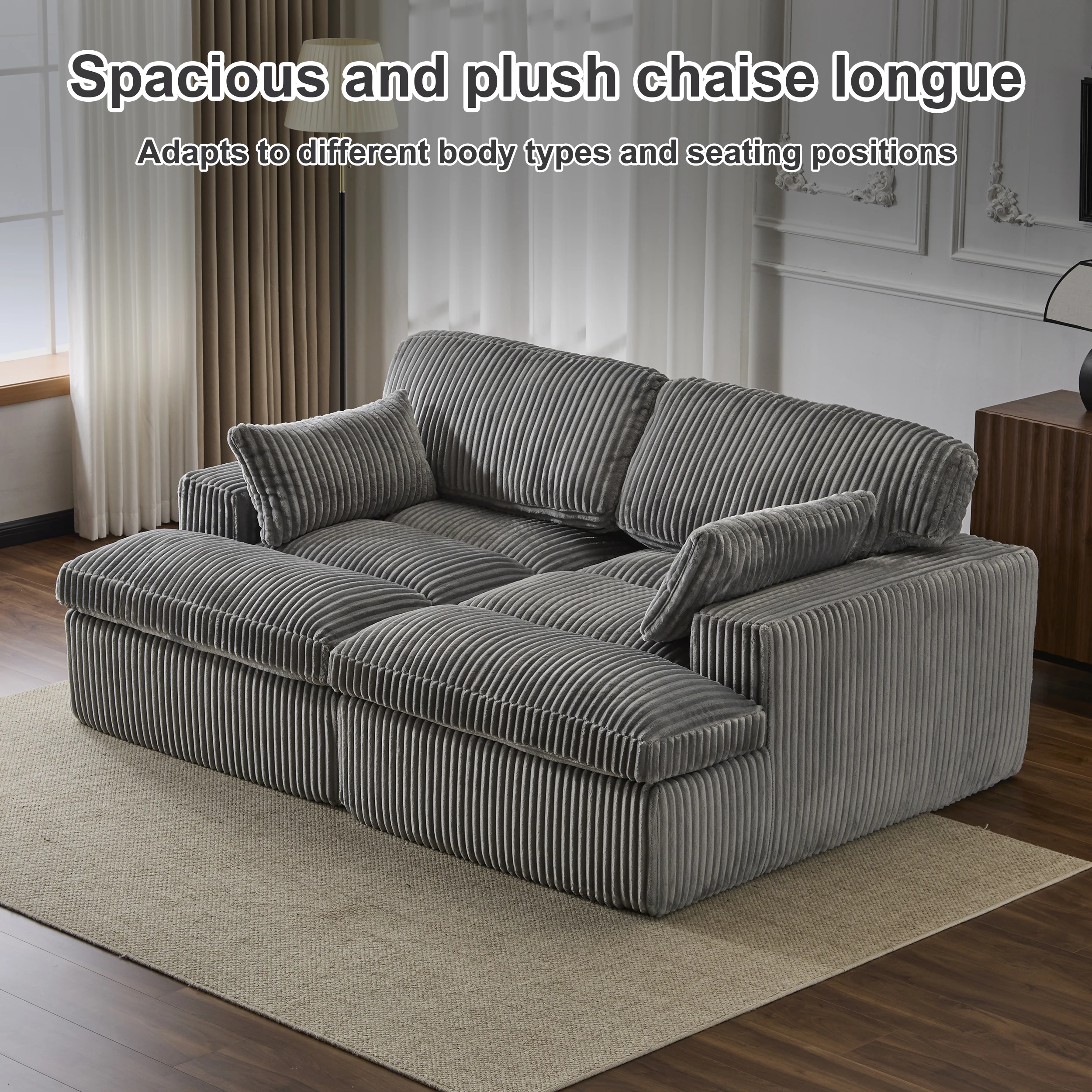 Cord 2-in-1 Schlafsofa, Graues Modernes Schlafcouch ohne Montageaufwand, Schlafsofa für Wohnzimmer, Gästezimmer – Detail 1