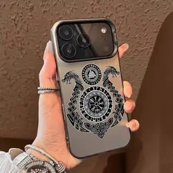Diseño de Logo Vegvisir Viking para Funda de Teléfono - Acabado Mate Matte Negro Púrpura con Acabado Metálico Láser Aurora