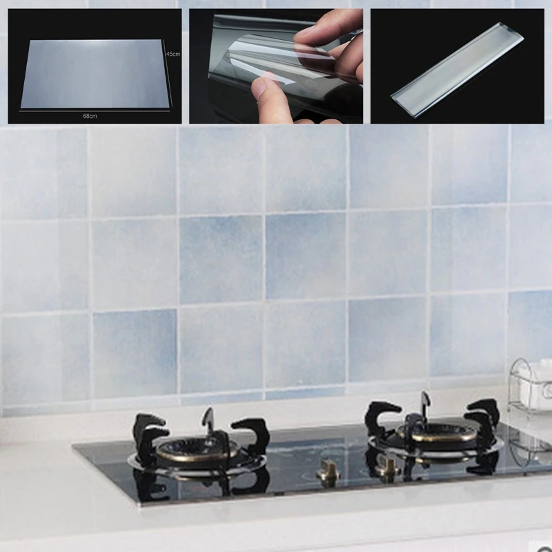 Transparent Oil Proof Wall Sticker 70x45cm Heat-Resistant Self Adhesive Waterproof Paper Kitchen Accessories