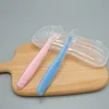 2Pcs Silicone Spoon Set Baby Learning to eat Training Spoon Baby Silicone Soft Spoon PP Plastic Box Children's Tableware Box 6