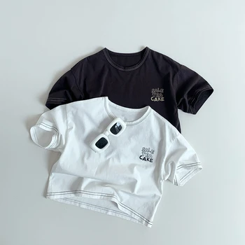 2025 Summer New Children Short Sleeve T Shirts Fashion Girl Letter Print T Shirts Kids Boys Casual Tops Baby Tee Infant Clothes