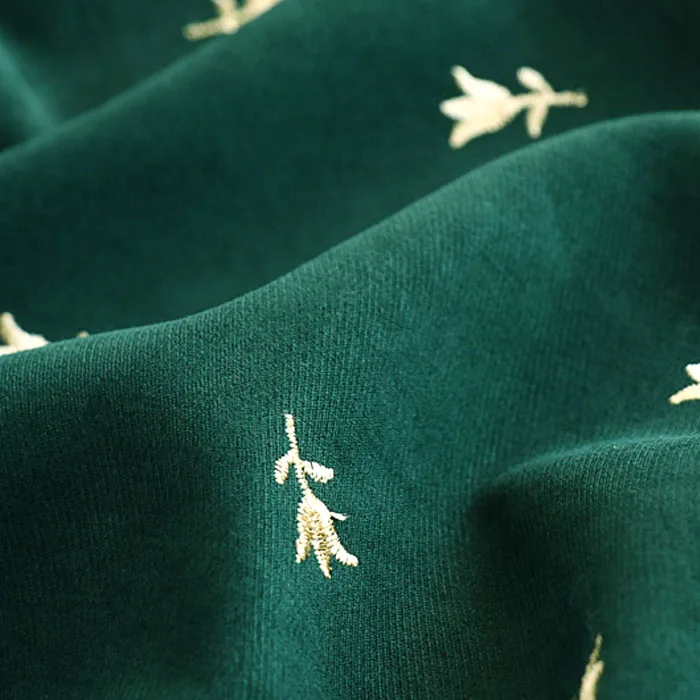 

Korean Style Dark Green Twill Fabric Gold Thread Rose Embroidery Suit Dress Pants Fabric Diy Cloth