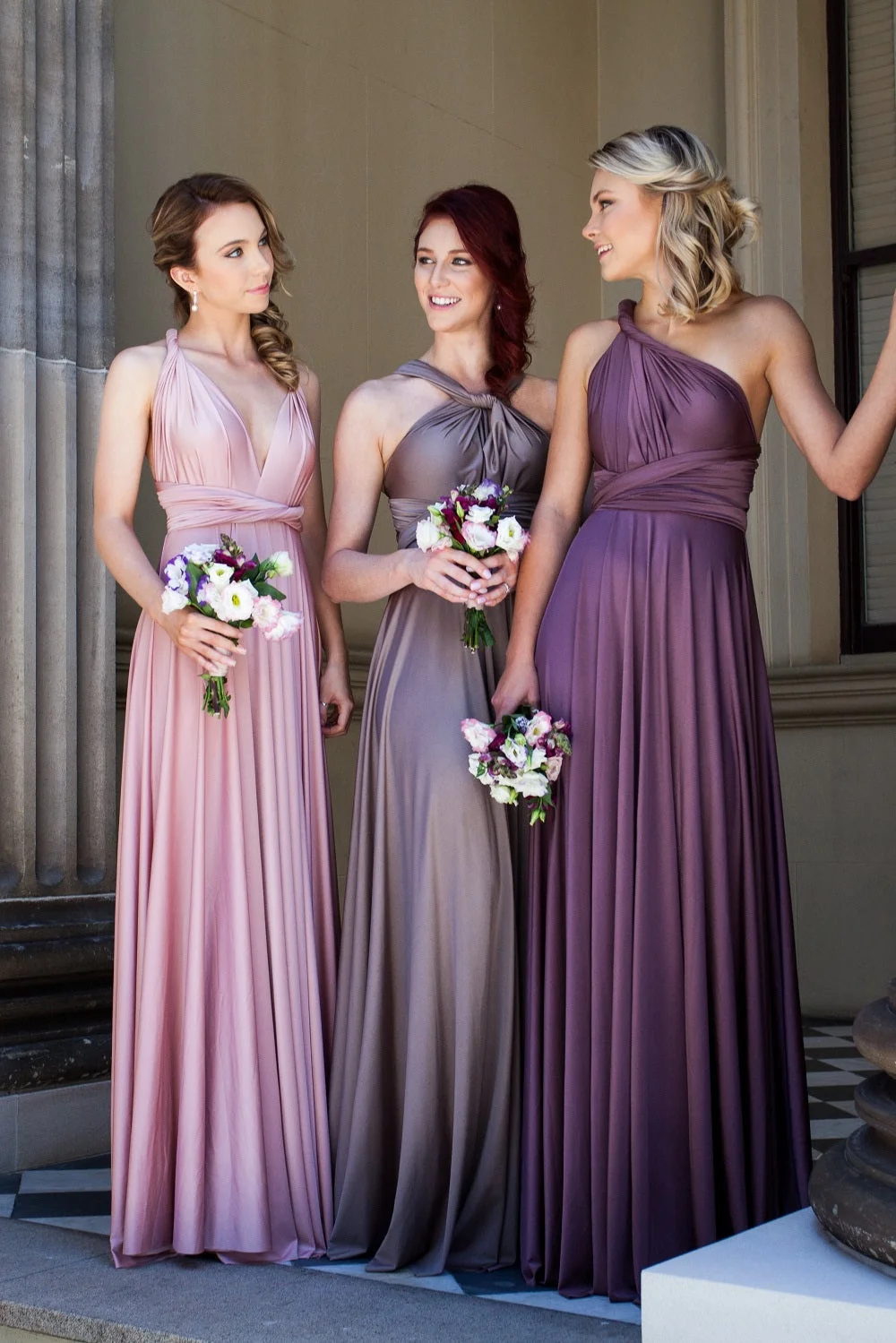 

Variations Neck Satin Bridesmaid Dresses for Wedding Sleeveless Backless Formal Prom Dress A-line Long Evening Gowns for Women