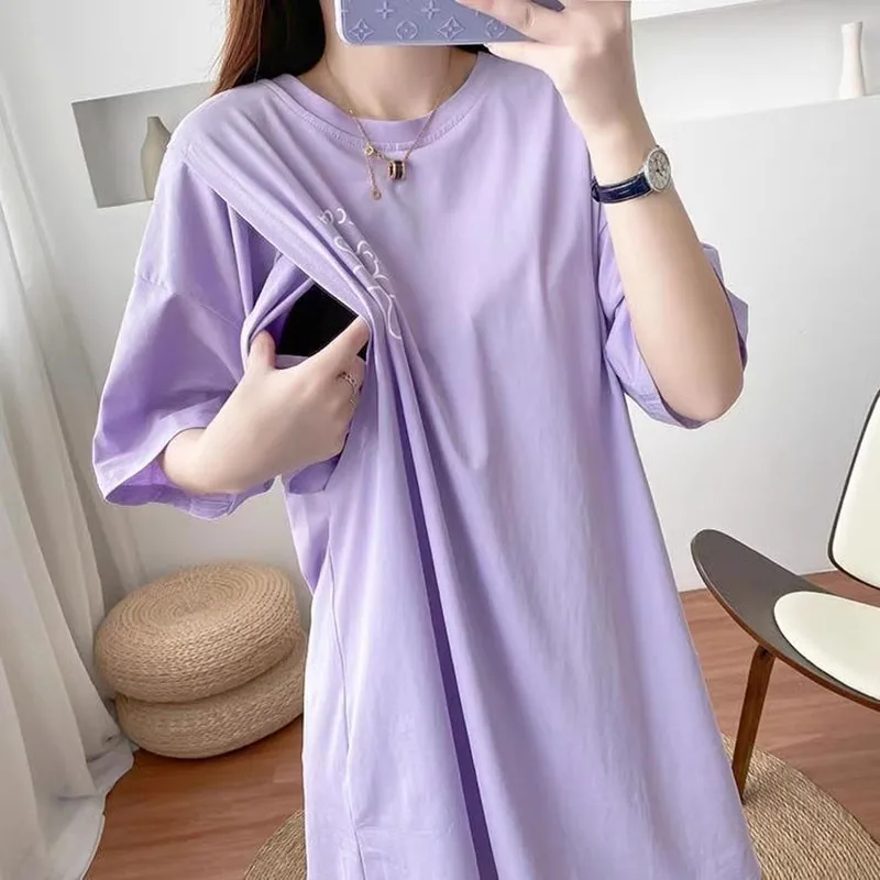 출산 탑 여성용 편안한 반팔 간호 튜닉 탑 모유 수유 티셔츠 임신 임신 여성 의류 Mom Tee