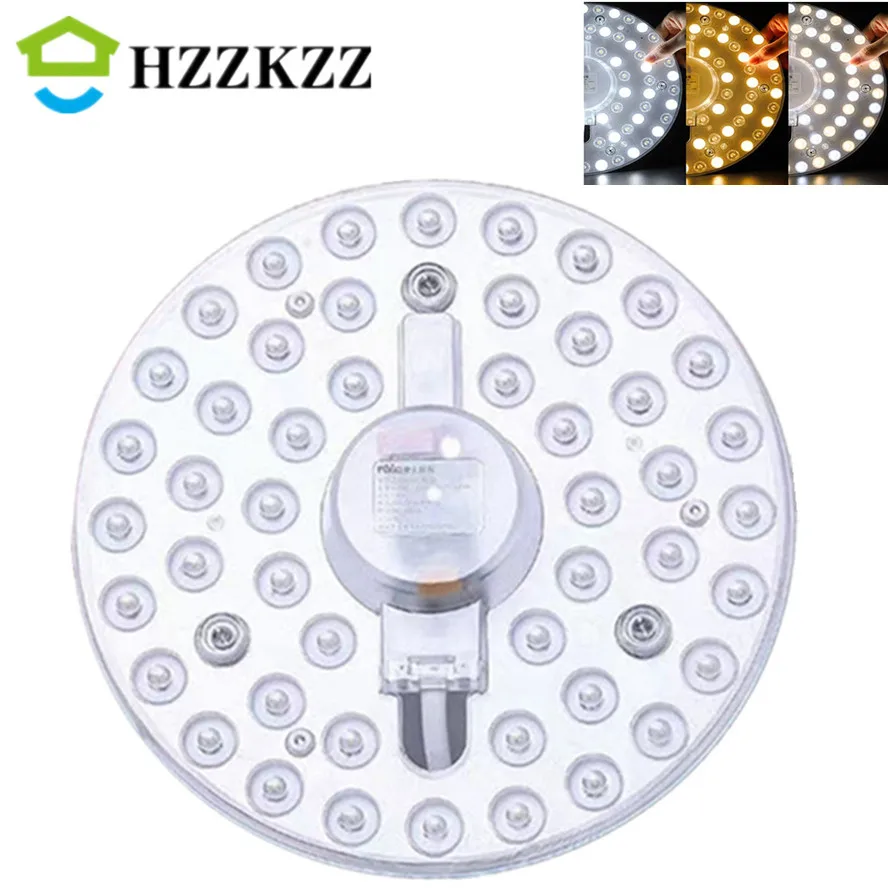 Tricolor dimming LED Ring PANEL Circle Light 36W 24W 18W 12W Cold white AC220V-240V