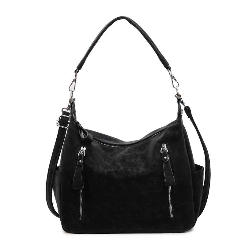 Women Frosted PU Tote Bag with Multi Zipper Underarm Bag Top-Handle Bag Large Capacity for Travel Shopping Daily Use