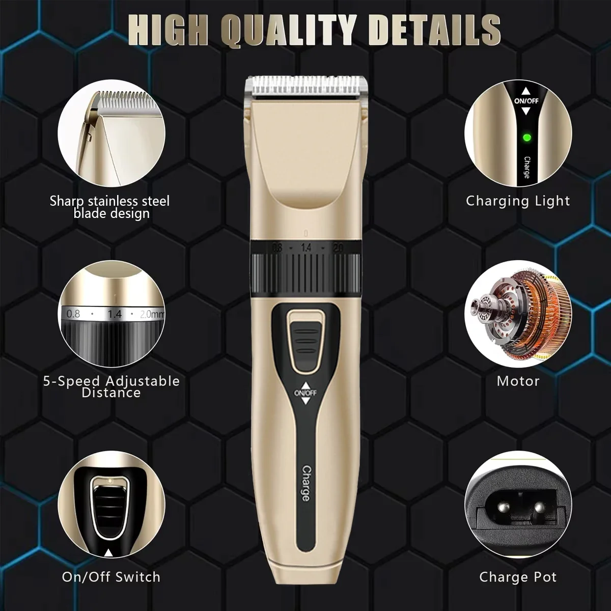 Hair Clipper Home Electric Set Low Noise and Long Battery Life USB Rechargeable Shaver and Cutting Tool