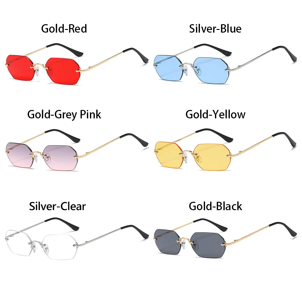 Vintage Randlose Polygon Sonnenbrille Frauen Männer Luxus Marke Designer Beliebte Reise Kleine Rahmen Sonnenbrille Damen – Detail 3