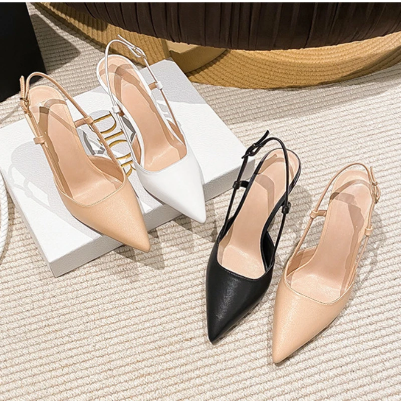 

2024 Summer Women's New black or white 6cm 8cm heels French sexy stiletto pointy professional single shoe PROM party shoes