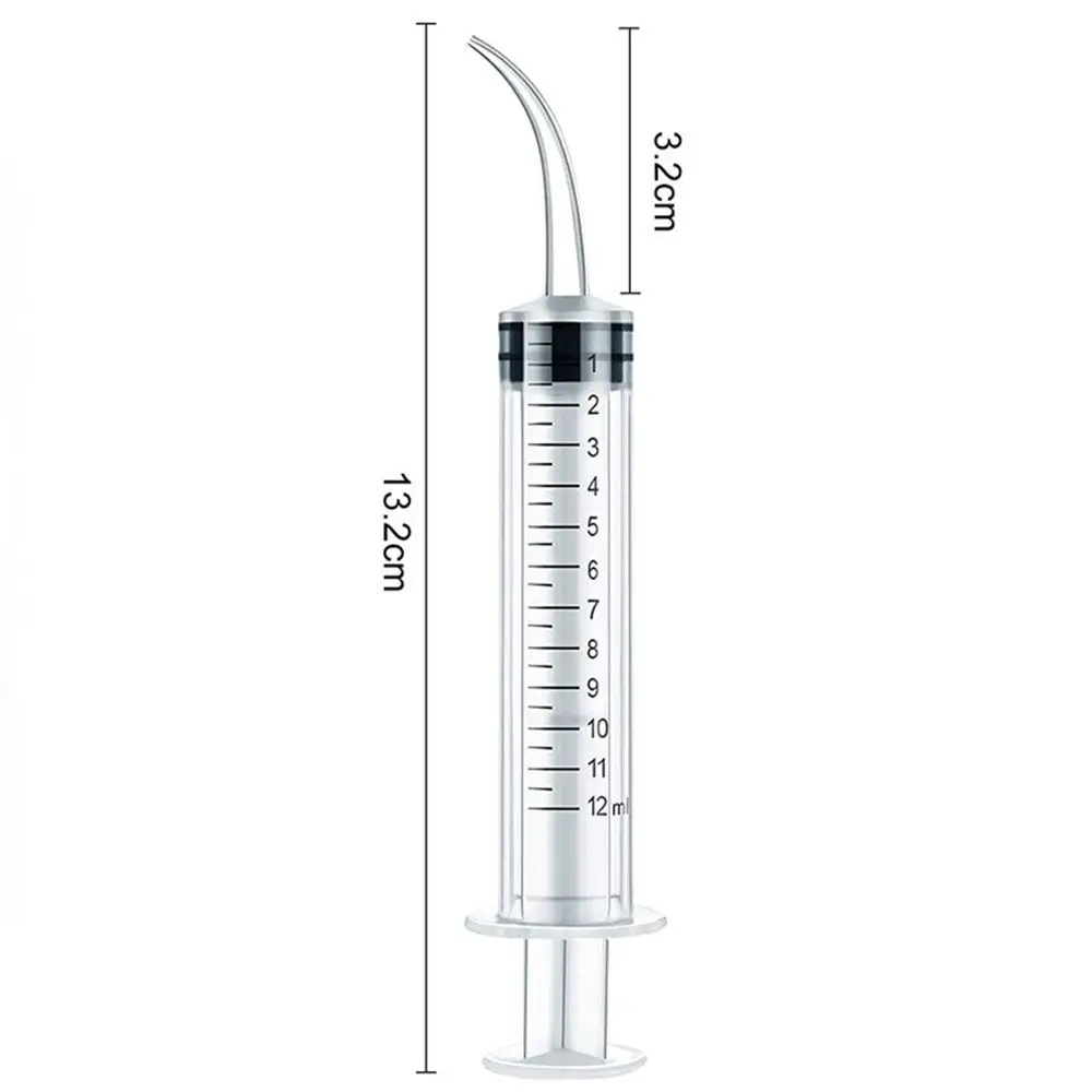 Clear Disposable Dental Irrigation Syringe With Curved Tip Dental Kit Tooth Transparent Whitening Cleaning