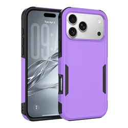 Heavy Duty Rugged Armor Shockproof Phone Case with Soft TPU Frame and Hard Plastic Protective Back Cover - iPhone 18 Pro Max (Purple)