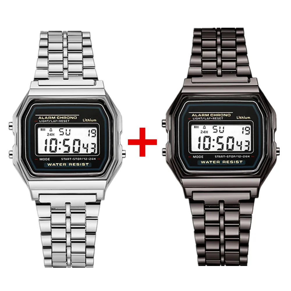 2 قطع الأزياء الرقمية الرجال الساعات الذهب الفاخرة...