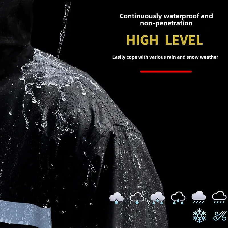 Thickened Extended Electric Car Raincoat Reflective Full Body Anti-Rain Dual Layer Motorcycle Rider Rain Coat Emergency Response