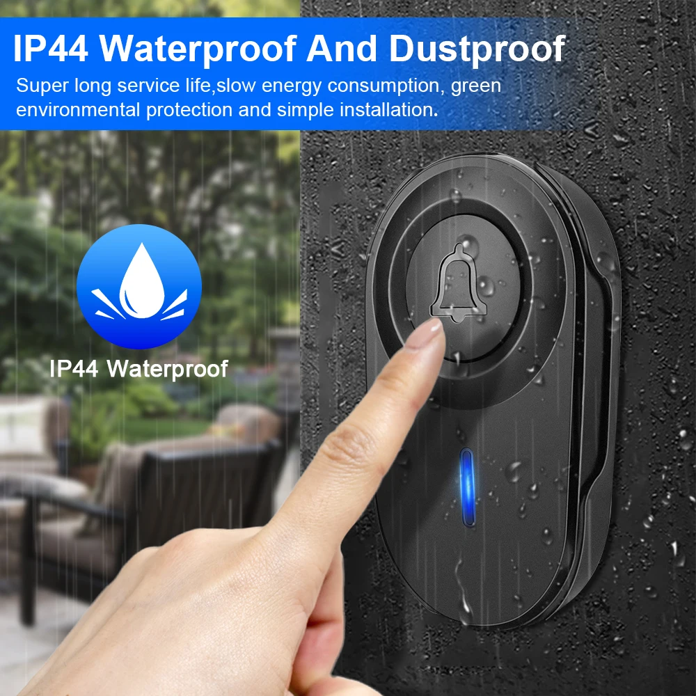 Elecpow Draadloze Deurbel Outdoor Waterdichte Smart Home Deurbel Ouderen Emergency Call Herinnering Led Flash Home Security Alarm