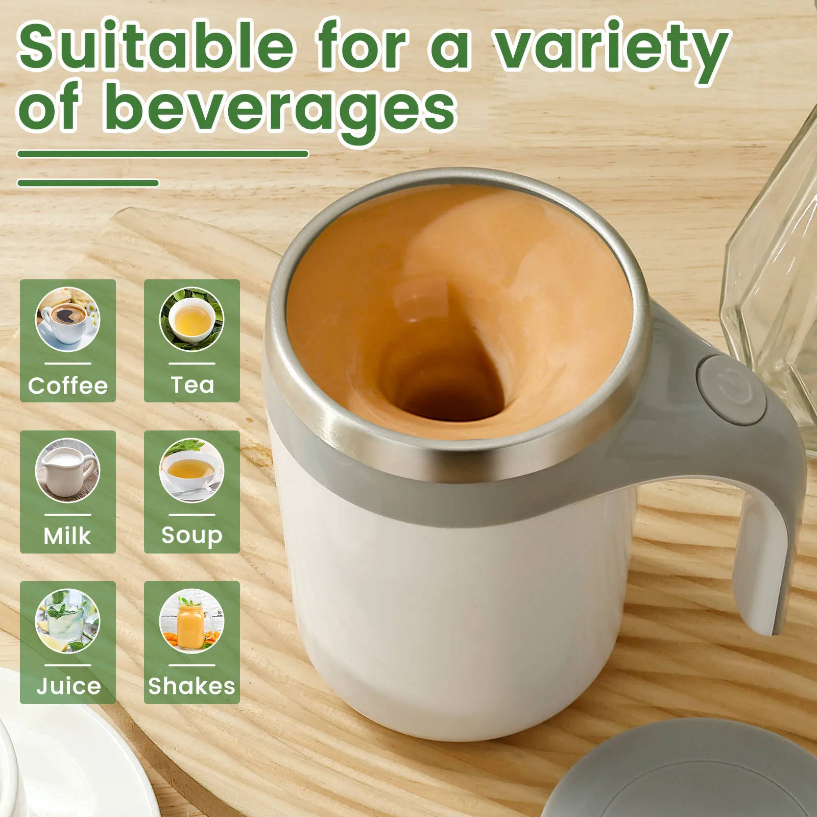 Electric Self Stirring Coffee Mug 380ml - كوب قهوة...